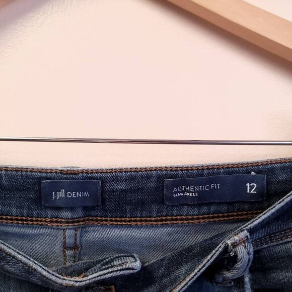 J Jill Denim Slim Ankle Jeans Size 12 Women's Pants Jean Authentic Fit Blue Jean - Picture 2 of 6